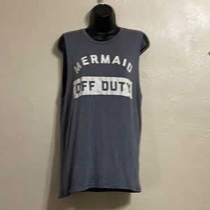 Black Matter, size large, Mermaid off Duty, gray tank.